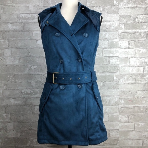 NWT Design Lab Suede Military Vest - Picture 1 of 3